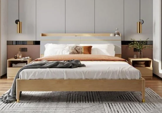 Chine vente en gros de luxe OEM ODM conception maison chambre meubles en bois lit double King Size