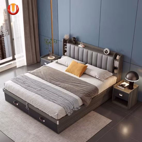 Meubles de maison modernes jambe en bois lit mural double King Size dans l'article de vente chaude Gc1713