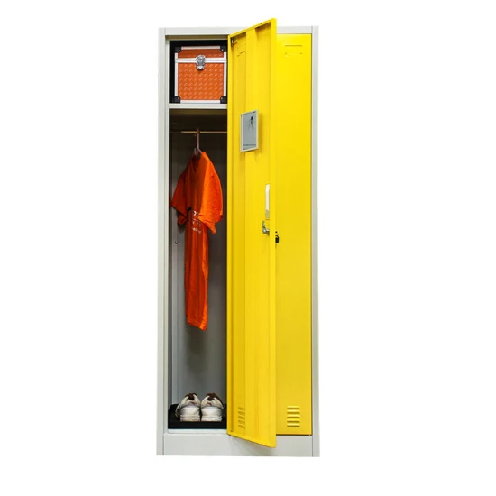 Casier jaune de personnel en acier en métal de meuble de rangement uniforme d'employé de gymnase de double garde-robe