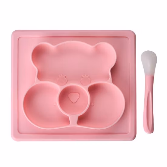 Cub Silicone plaque pour enfants plaque alimentaire complémentaire pour bébé treillis ventouse intégrée pas facile à tomber et à glisser